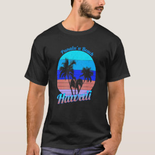 Camiseta Punaluu2019u Beach Hawaii Retro Tropical Palm Tree