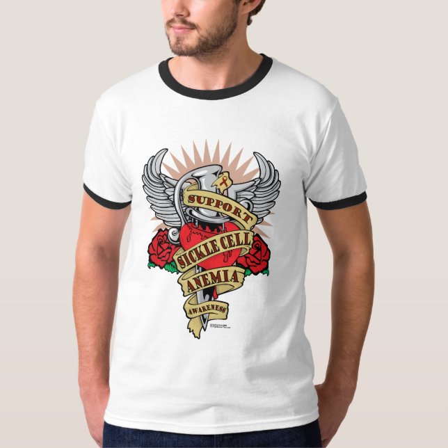 Camiseta Punhal da anemia da célula falciforme (Frente)