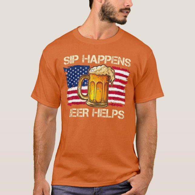Camiseta punheta engraçado sip acontece cerveja ajuda a beb (Frente)