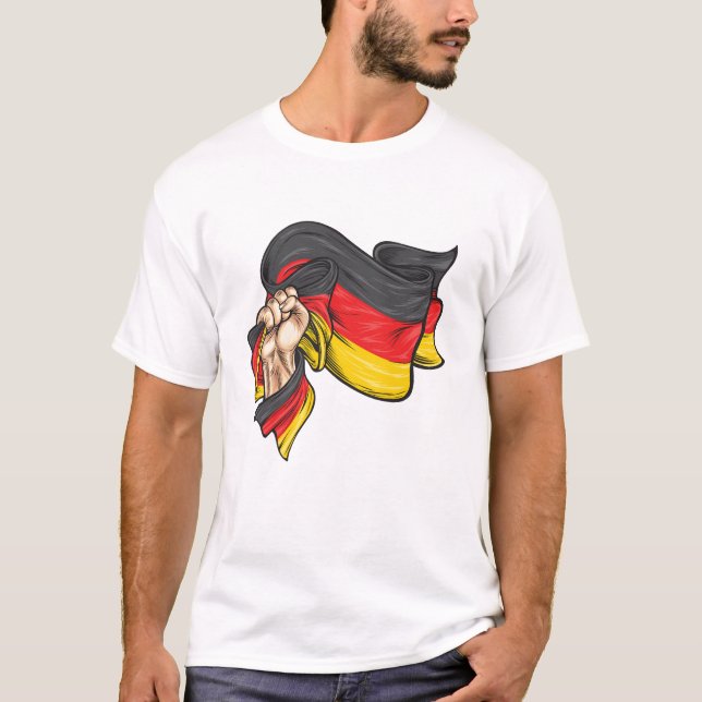 Camiseta Punho com pavilhão nacional da Alemanha (Frente)