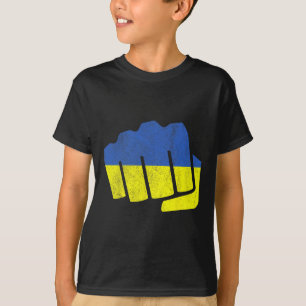 Camiseta Punho da Bandeira da Ucrânia. Permaneça Forte Ucrâ