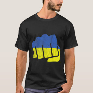 Camiseta Punho da Bandeira da Ucrânia. Permaneça Forte Ucrâ