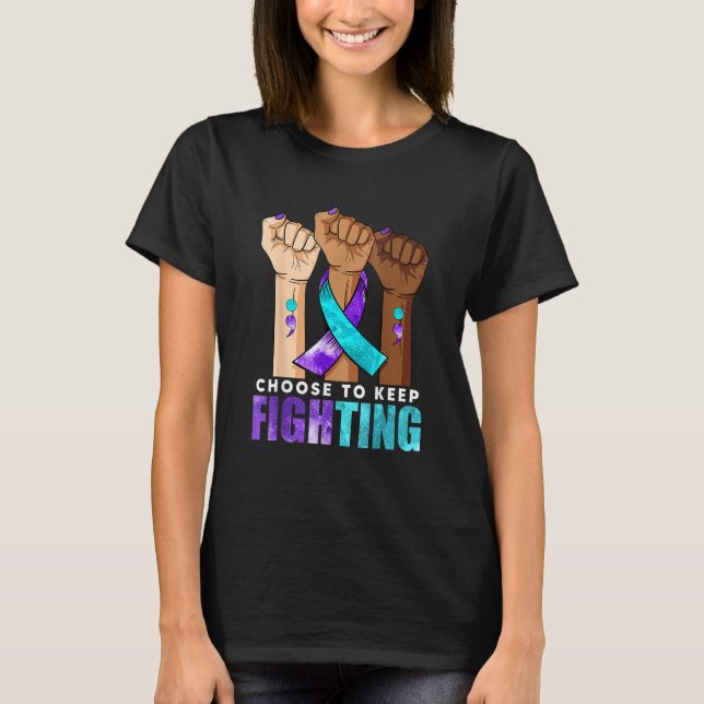Camiseta Punho De Mão Escolhe Continuar Combatendo A Preven (Frente)