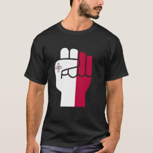 Camiseta Punho de Roupa maltês, com bandeira levantada