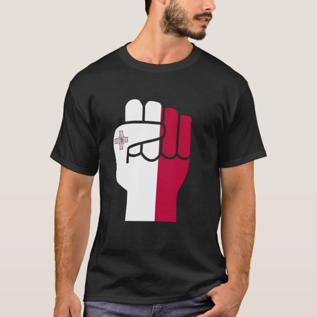Camiseta Punho de Roupa maltês, com bandeira levantada (Frente)