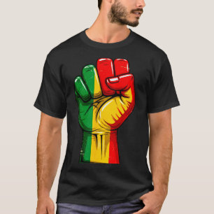 Camiseta Punho do Poder Negro Bandeira Pan-Africana Erguida