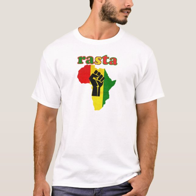 Camiseta Punho do poder preto de Rasta sobre África (Frente)
