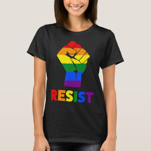 Camiseta Punho levantado arco-íris pró-LGBT de resistência