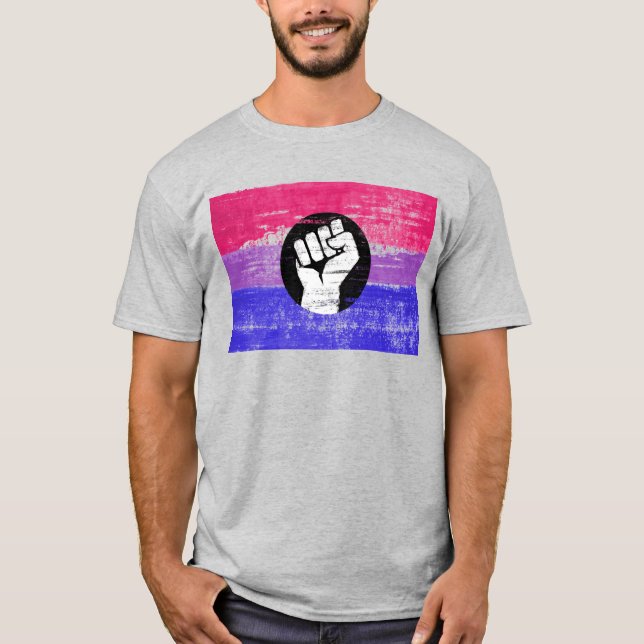 Camiseta Punho Orgulho Orgulho Bissexual (Frente)