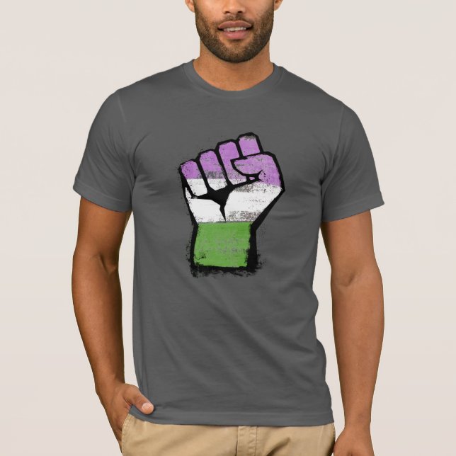 Camiseta Punho Orgulho Queer / Genderqueer (Frente)