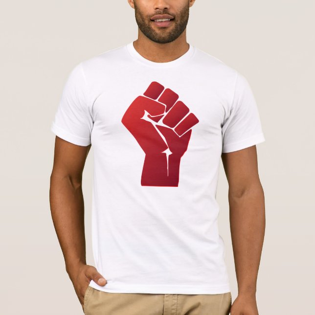 Camiseta Punho vermelho aumentado do inclinação (Frente)