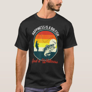 Camiseta Punição de Pesca Uma Felicidade É Um Grande Peixe