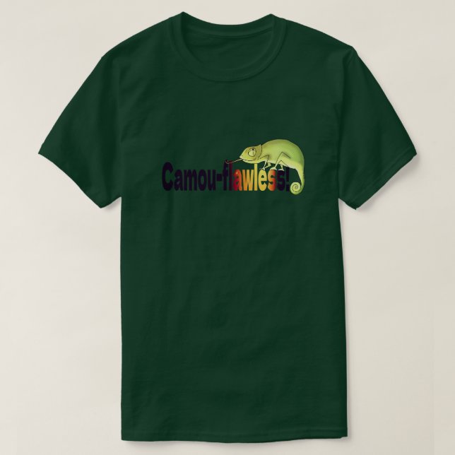 Camiseta Punição Engraçada de Camaleão Camu-flawless (Frente do Design)
