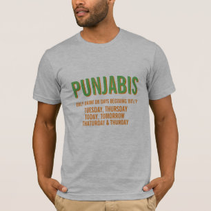 Camiseta punjabi só bebe em dias começando com T engraçado