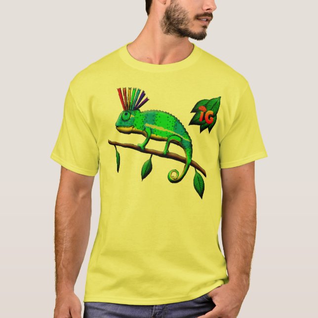 Camiseta Punk do camaleão - homens (amarelo) (Frente)