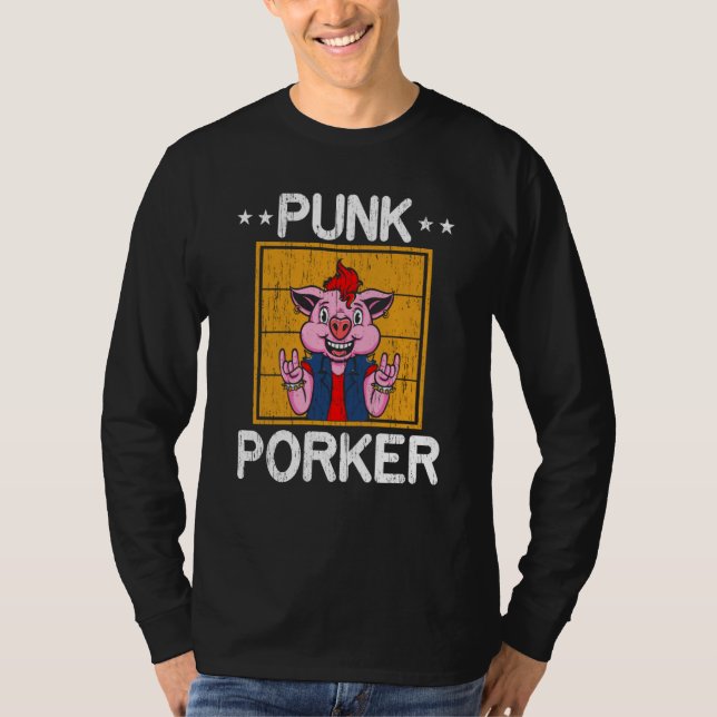 Camiseta Punk Porker Farm Animal Piggy Farmer Pig (Frente)