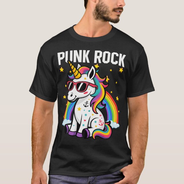 Camiseta Punk Rock Cute Unicorn Music Rocker Toddler Girls (Frente)
