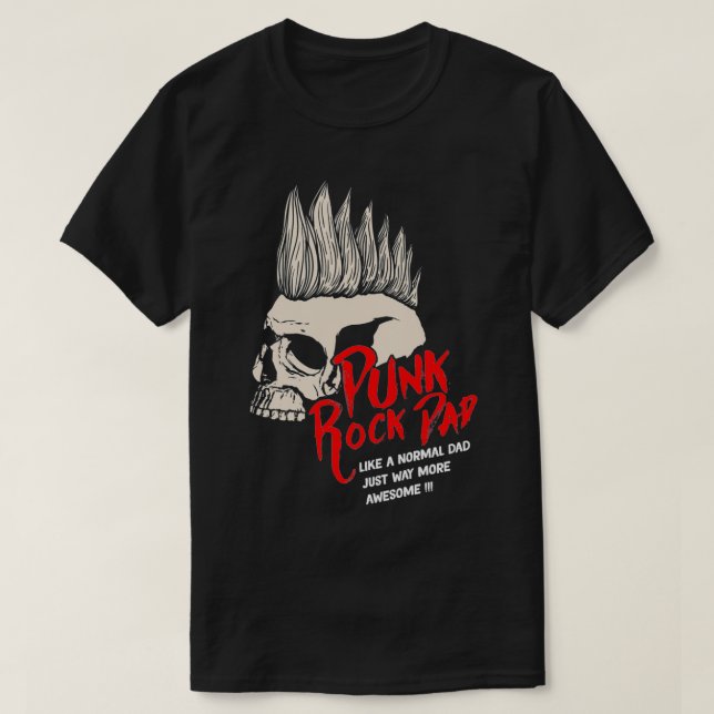 Camiseta Punk Rock Dad Way More Awesome Skull Mohawk Style  (Frente do Design)