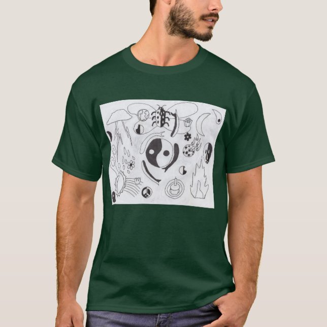 Camiseta Punk Rock Doodle #25 Yin e Yang Dark Green (Frente)