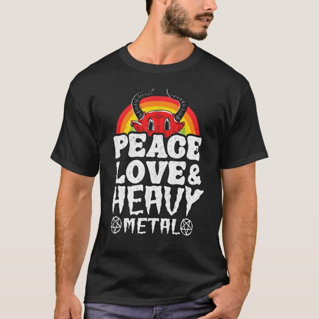 Camiseta Punk Rock Kids Metal Rainbow Satã Peace Love & He (Frente)
