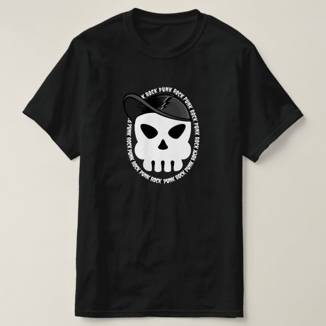 Camiseta Punk Rock Music Skull Boné Rocker White Lightning (Frente do Design)