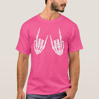Camiseta Punk Rock Skeleton Cool Rocker Halloween Men Women
