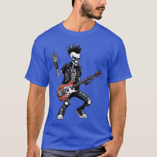 Camiseta Punk Rock Skeleton Guitar Shredder