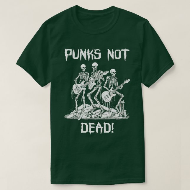 Camiseta Punk Rock Skeleton Punks Não Morto (Frente do Design)