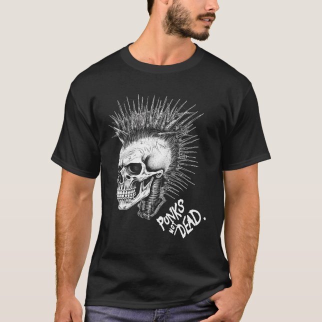 Camiseta Punk Rock Skull Classic Punks Não Morto (Frente)