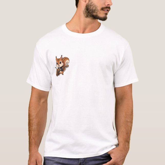 Camiseta Punk Rock Squirrel Playing Acorn Guitar (Frente)