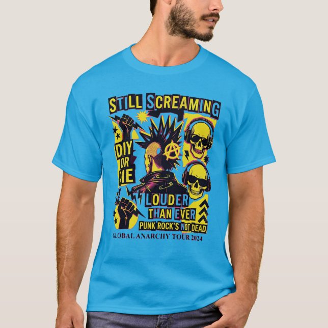 Camiseta Punk's Not Dead – Grito de Rock Punk DIY  (Frente)