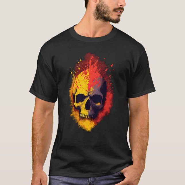 Camiseta Punks Not Dead Skull Spanish Flag Colour Edition (Frente)