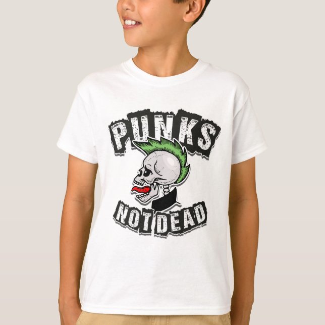 Camiseta Punks Not Morto Skull Mohawk Punk Rock Rocker (Frente)