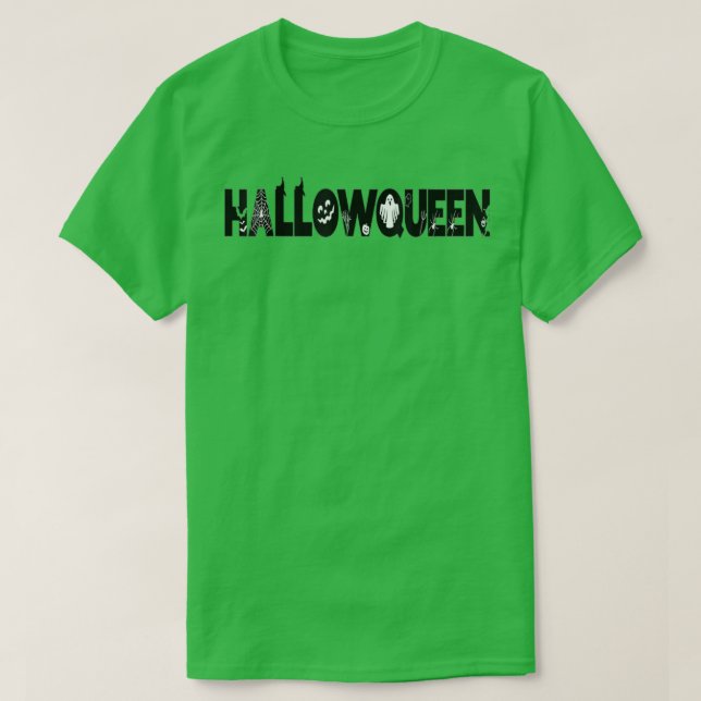 Camiseta Punny Hallowqueen Halloween (Frente do Design)