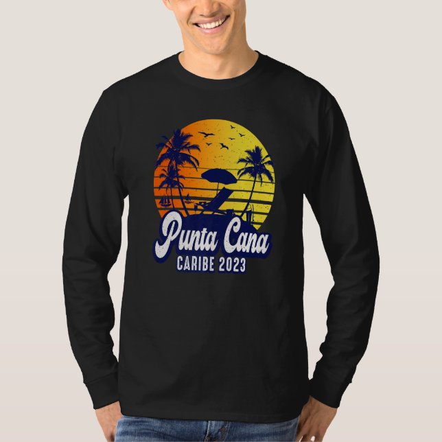 Camiseta Punta Cana 2023 Dominican Sunset Beach Retro Premi (Frente)