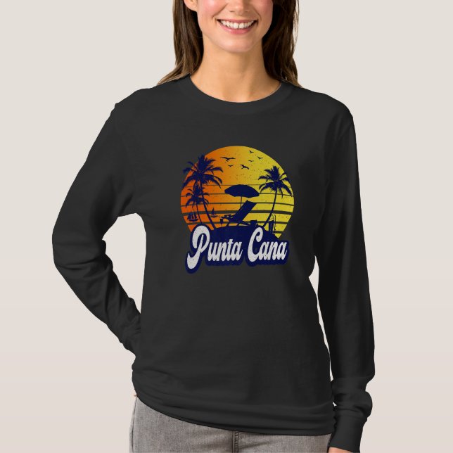 Camiseta Punta Cana Dominican Sunset Beach Retro Premium (Frente)