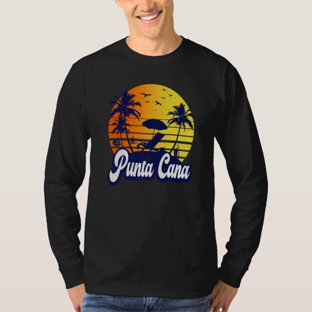 Camiseta Punta Cana Dominican Sunset Beach Retro Premium (Frente)