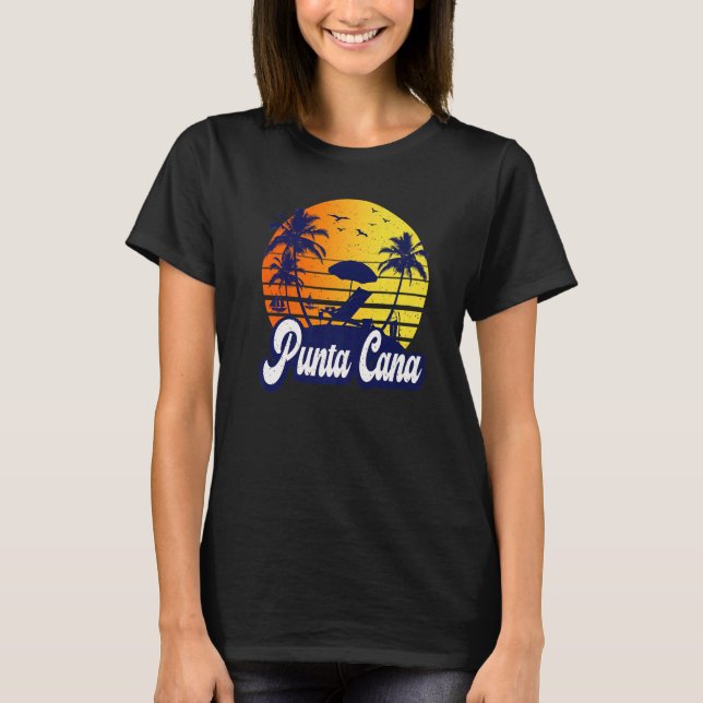 Camiseta Punta Cana Dominican Sunset Beach Retro Premium (Frente)