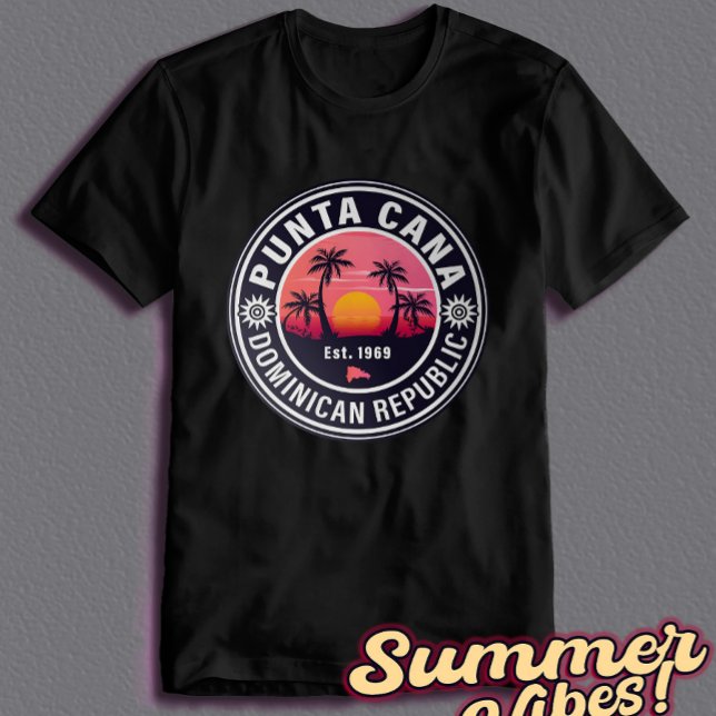 Camiseta Punta Cana Dominicana Retro Sunset 60 Souvenirs (Punta Cana Retro Sunset)