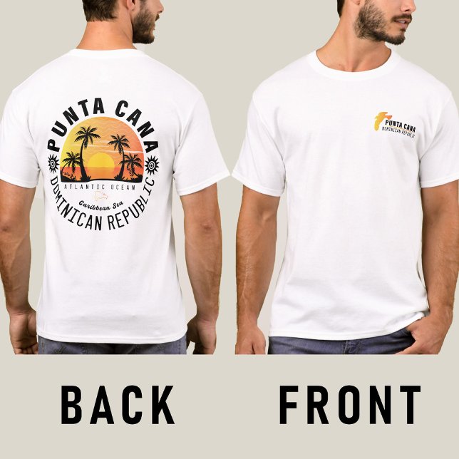 Camiseta Punta Cana Dominicana Retro Sunset Souvenir 60 ano (Criador carregado)