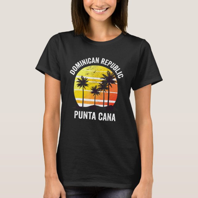 Camiseta Punta Cana Palm Tree dá praias à família Summer Fr (Frente)