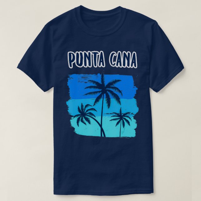 Camiseta Punta Cana Retro Vacinação Souvenir Palm Trees Tro (Frente do Design)
