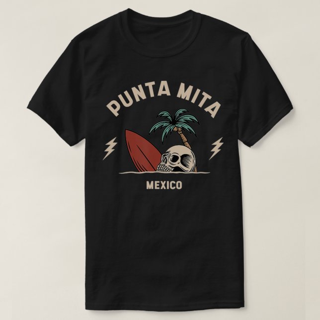 Camiseta Punta Mita Meico Vintage Surfing Skeleton (Frente do Design)