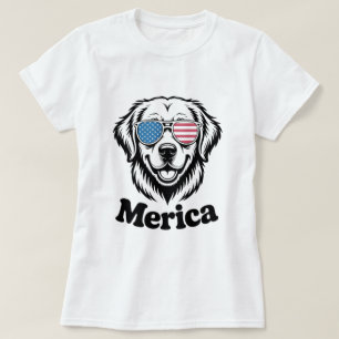 Camiseta "Pup Patriótico em Sombras - 4 de julho Orgulho do