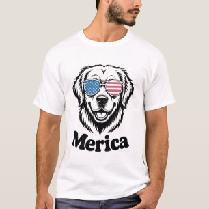 Camiseta "Pup Patriótico em Sombras - 4 de julho Orgulho do