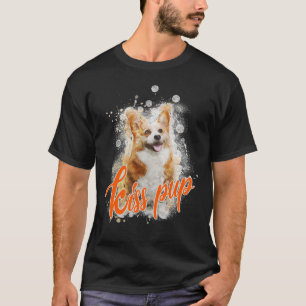 Camiseta Pup Tinta Criativa Cute Corgi Pin Beija Padrão 368