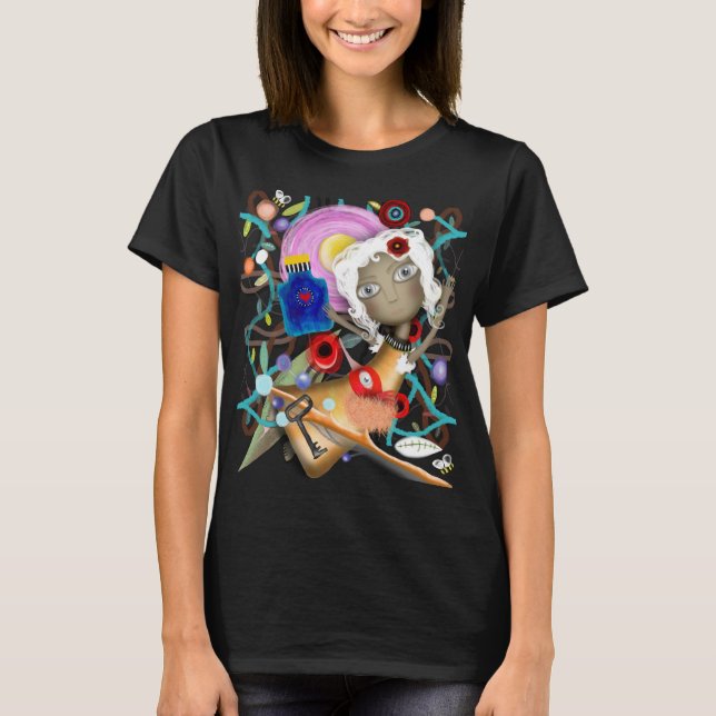 Camiseta Puppet paraíso folhas garrafa chave botânica  (Frente)