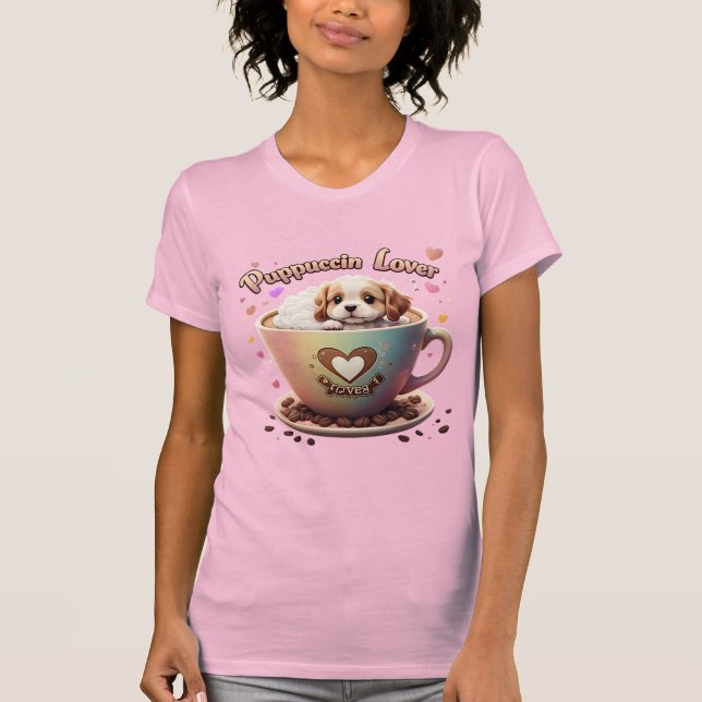 Camiseta Puppucccino Cachorro Cachorro Cachorro Puppy Kawai (Frente)