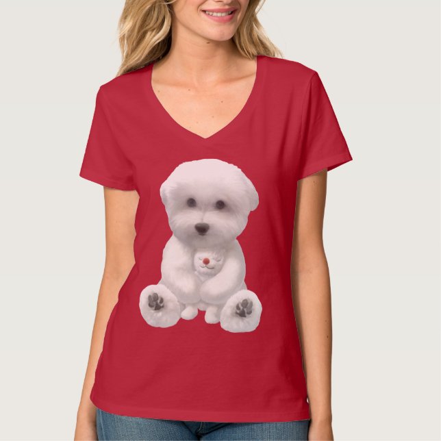 Camiseta Puppy Abraçando Seu Brinquedo (Frente)
