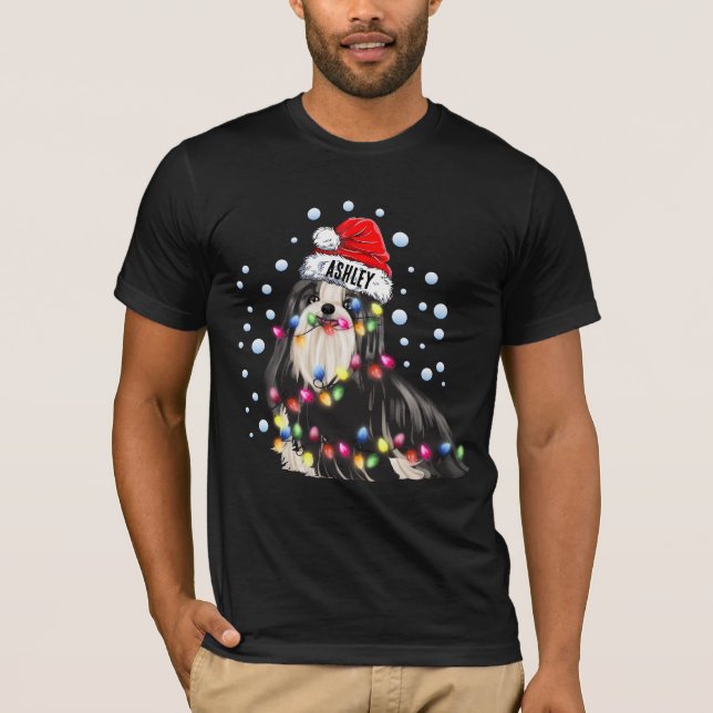 Camiseta Puppy Cachorro Negro de Natal (Frente)